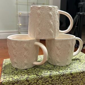 Starbucks Sweater Style Mugs x3. Ivory coloured.